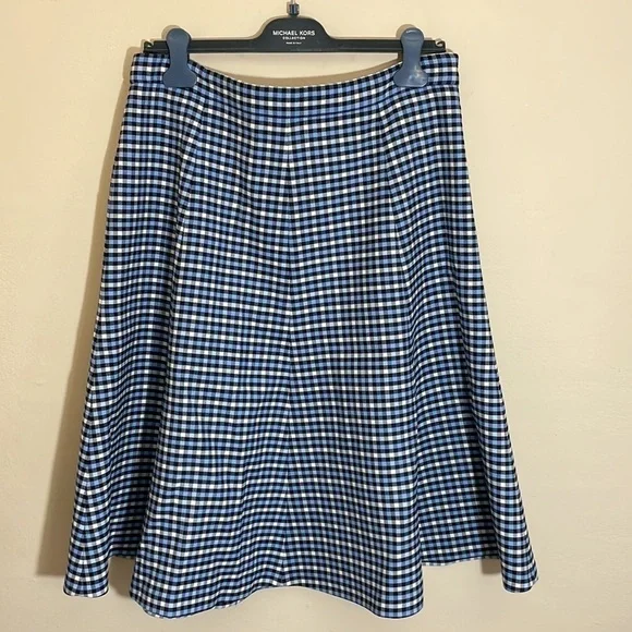 Michael Kors Collection Tattersall Stretch Wool Gabardine Flare Skirt size 14 - Picture 8 of 13